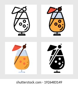 cocktail icon vector design in filled, thin line, outline and flat style. no4