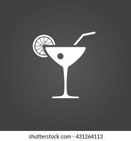 cocktail icon vector, drink solid logo illustration, pictogram isolated on black