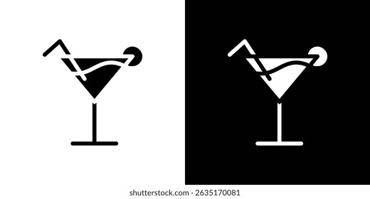 Cocktail icon Vector in flat style. Collection silhouettes