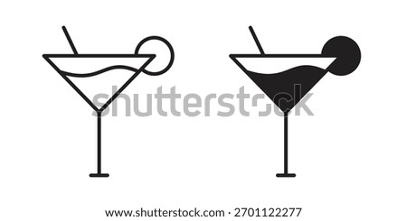 Cocktail icon vector glyph flat and trendy stroke line pack