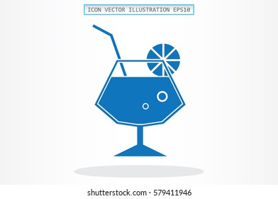 Cocktail icon vector illustration eps10. Isolated badge for website or app - stock infographics.