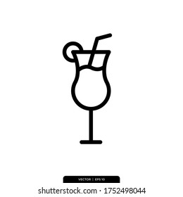 Cocktail Icon Vector Illustration Logo Template 
