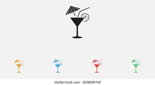 Cocktail icon. Vector illustration icon. Set of colorful flat design icons.