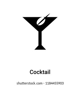 Cocktail icon vector isolated on white background, logo concept of Cocktail sign on transparent background, filled black symbol