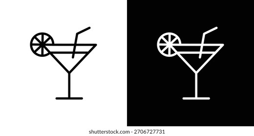 Cocktail icon. Vector linear icon isolated in black and white