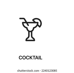 cocktail icon vector. Linear style sign for mobile concept and web design. cocktail symbol illustration. Pixel vector graphics - Vector.