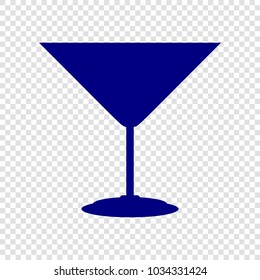 Cocktail icon. Vector. Navy blue flat icon on transparent background.