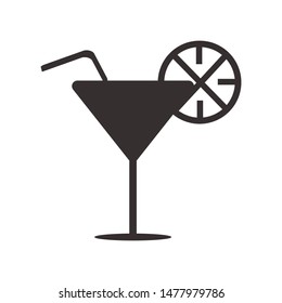 Cocktail icon vector, Cocktail and orange slice vector