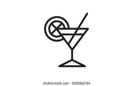 
Cocktail icon vector. Outline glass, line drink symbol.