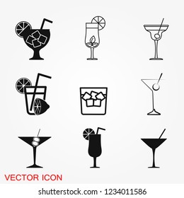 Cocktail icon vector, pictogram isolated on background. Symbol, logo illustration.