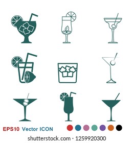 Cocktail icon vector, pictogram isolated on background. Symbol, logo illustration.