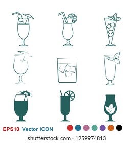 Cocktail icon vector, pictogram isolated on background. Symbol, logo illustration.