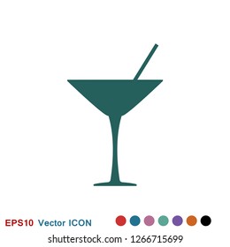 Cocktail icon vector, pictogram isolated on background. Symbol, logo illustration.