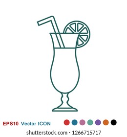 Cocktail icon vector, pictogram isolated on background. Symbol, logo illustration.