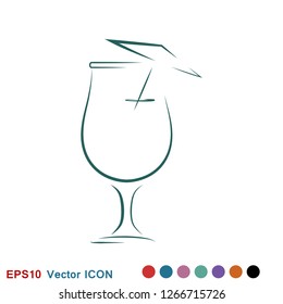 Cocktail icon vector, pictogram isolated on background. Symbol, logo illustration.