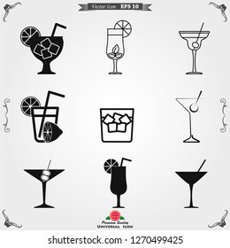 Cocktail icon vector, pictogram isolated on background. Symbol, logo illustration.