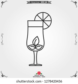 Cocktail icon vector, pictogram isolated on background. Symbol, logo illustration.