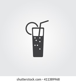 Cocktail icon vector, solid illustration, pictogram isolated on gray