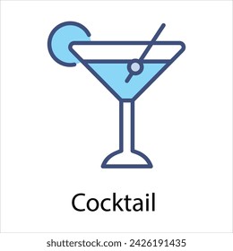 Cocktail Icon vector, Such Line sign as autumn, Submission of autumn icons. Vector Computer Isolated Pictograms for Web on White Background Editable Stroke stock illustration