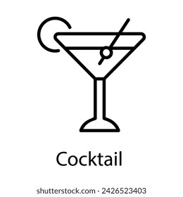 Cocktail Icon vector, Such Line sign as autumn, Submission of autumn icons. Vector Computer Isolated Pictograms for Web on White Background Editable Stroke stock illustration