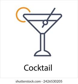 Cocktail Icon vector, Such Line sign as autumn, Submission of autumn icons. Vector Computer Isolated Pictograms for Web on White Background Editable Stroke stock illustration