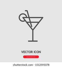 Cocktail icon vector. Cocktail symbol. Linear style sign for mobile concept and web design. Cocktail symbol illustration. Pixel vector graphics - Vector.