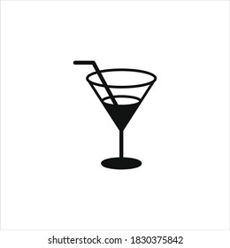 Cocktail icon for your website, logo, app, UI, product print. Cocktail concept flat Silhouette vector illustration icon