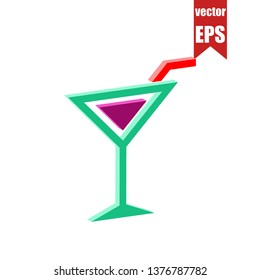 Cocktail icon.Isometric and 3D view.