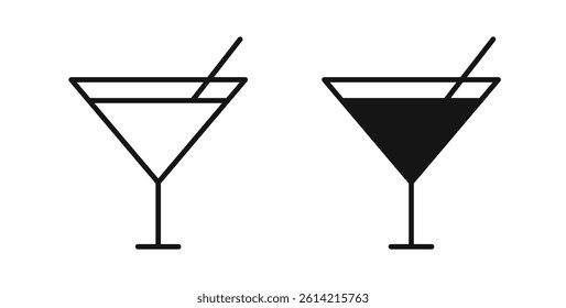 Cocktail icons in black fill and line style