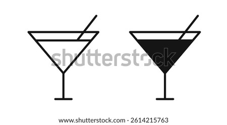 Cocktail icons in black fill and line style