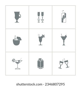 Cocktail icons. cocktails drinks icon set.