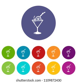 Cocktail icons color set vector for any web design on white background