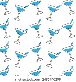 Iconos de cóctel patrón de boceto de color Ilustración vectorial de fondo