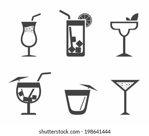 Cocktail icons Isolated on White Background