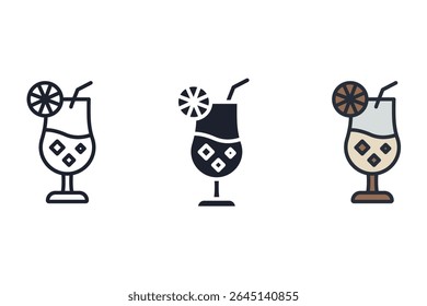 cocktail  icons isolated on White Background. Flat style design
