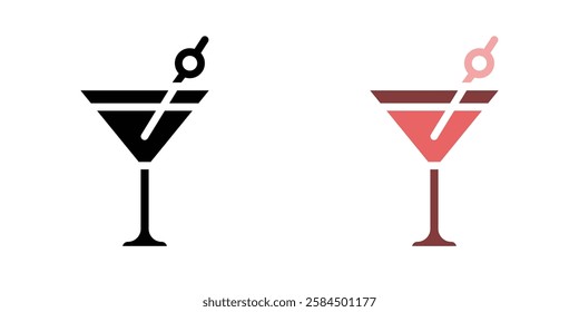 Cocktail icons pack in black and colored version