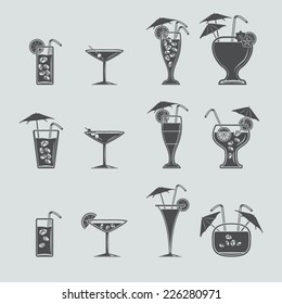 Cocktail icons set