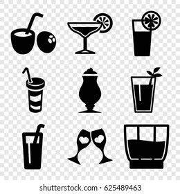 Cocktail icons set. set of 9 cocktail filled icons such as milkshake, drink, clink glasses, cocktail