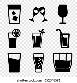 Cocktail icons set. set of 9 cocktail filled icons such as drink, clink glasses - Shutterstock ID 652348591