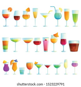 Cocktail icons set. Cartoon set of cocktail vector icons for web design