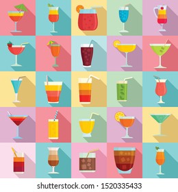 Cocktail icons set. Flat set of cocktail vector icons for web design