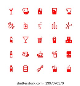 cocktail icons set with molotov cocktail, cubes and frappe vector set