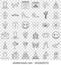 Cocktail icons set. Outline style of 36 cocktail vector icons for web for any design