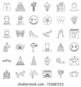 Cocktail icons set. Outline style of 36 cocktail vector icons for web isolated on white background