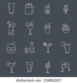 Cocktail icons set . Cocktail pack symbol vector elements for infographic web