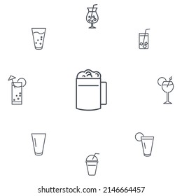 Cocktail icons set . Cocktail pack symbol vector elements for infographic web