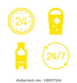 cocktail icons set with soda, frappe and hours vector set