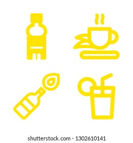 cocktail icons set with soda, molotov cocktail and infusion vector set