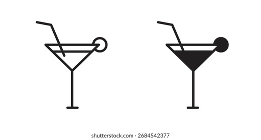 Cocktail-Symbole einfache Vektorgrafik. Logo-Symbol-Set