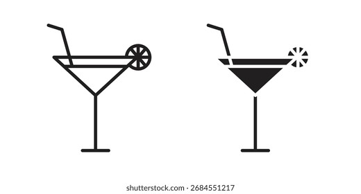 Cocktail icons simple vector set. logo sign symbol set